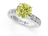 White gold Fancy Yellow Round  Cut Channel Set Diamond Engagement Ring with Four-Prong Setting_1
