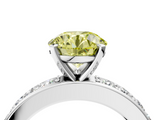 White gold Fancy Yellow Round  Cut Channel Set Diamond Engagement Ring with Four-Prong Setting_4