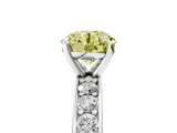 White gold Fancy Yellow Round  Cut Channel Set Diamond Engagement Ring with Four-Prong Setting_5