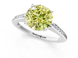 White gold Fancy Yellow Round  Cut Channel Set Solitaire Engagement Ring with Four-Prong Setting_1
