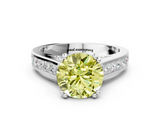 White gold Fancy Yellow Round  Cut Channel Set Solitaire Engagement Ring with Prong Setting