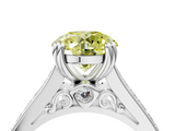 White gold Fancy Yellow Round  Cut Channel Set Solitaire Engagement Ring with Prong Setting_4