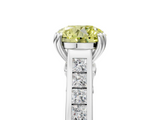 White gold Fancy Yellow Round  Cut Channel Set Solitaire Engagement Ring with Prong Setting_5