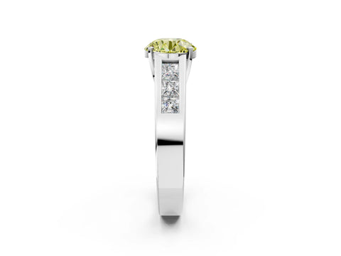 White gold Fancy Yellow Round Cut Cut Channel Set Solitaire Ring with Four-Prong Setting_14