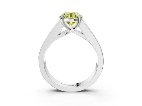 White gold Fancy Yellow Round Cut Cut Channel Set Solitaire Ring with Four-Prong Setting_15