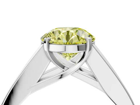 White gold Fancy Yellow Round Cut Cut Channel Set Solitaire Ring with Four-Prong Setting_16