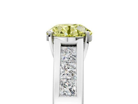 White gold Fancy Yellow Round Cut Cut Channel Set Solitaire Ring with Four-Prong Setting_17