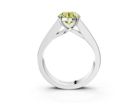White gold Fancy Yellow Round Cut Cut Channel Set Solitaire Ring with Four-Prong Setting_3