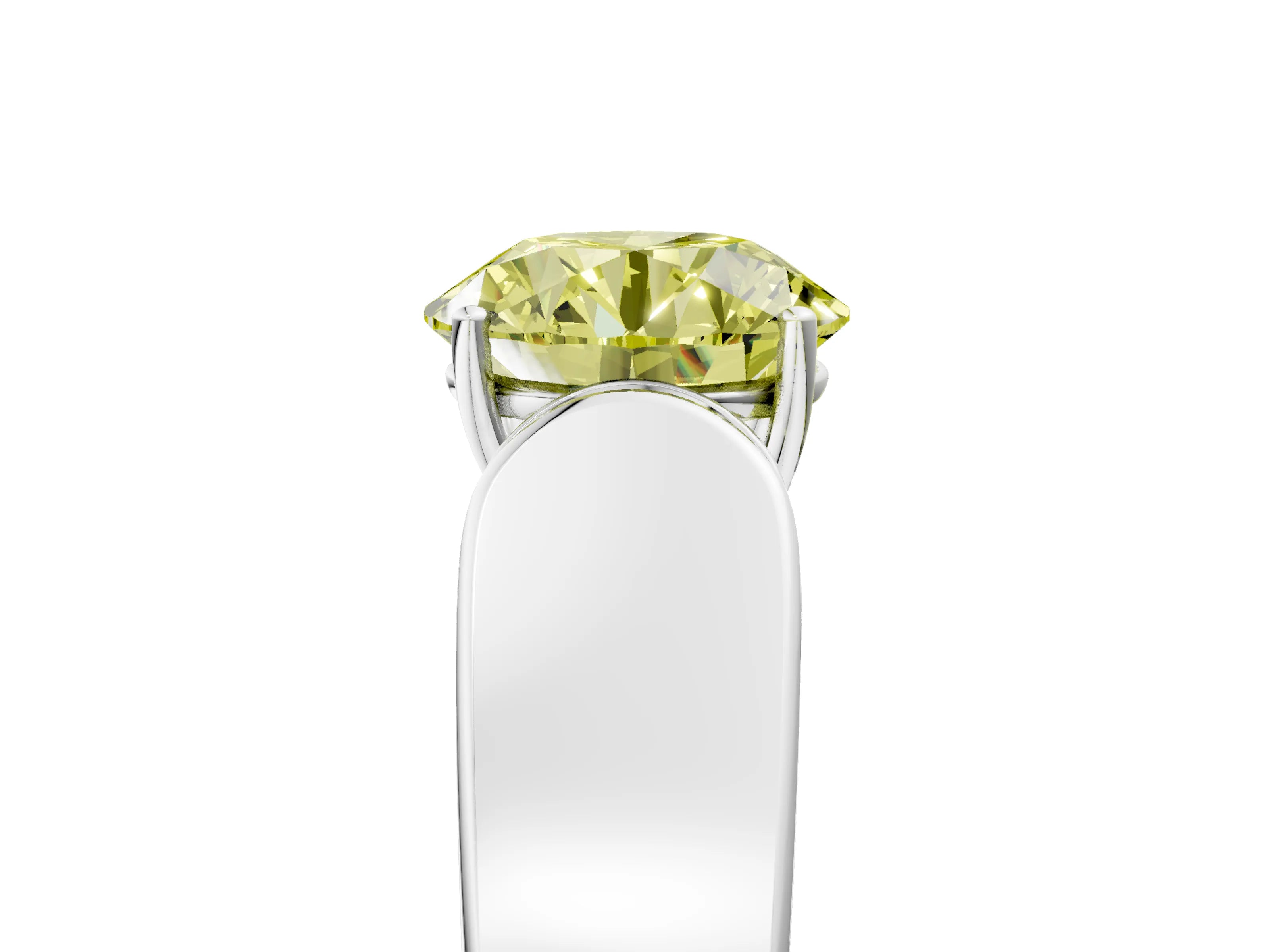 White gold Fancy Yellow Round Cut Cut Diamond Channel Set Solitaire Ring with Four-Prong Setting_5