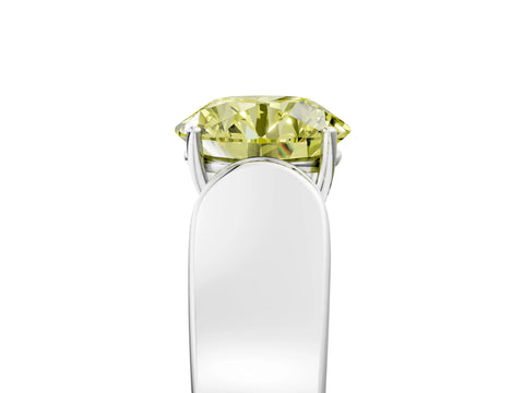 White gold Fancy Yellow Round Cut Cut Diamond Channel Set Solitaire Ring with Four-Prong Setting_5