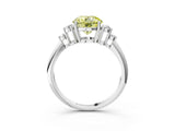 White gold Fancy Yellow Round Cut Cut Diamond Cluster Ring with Solitaire Band and Four-Prong Setting_28