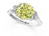 White gold Fancy Yellow Round Cut Cut Diamond Cluster Ring with Solitaire Band and Four-Prong Setting_37