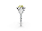 White gold Fancy Yellow Round Cut Cut Diamond Halo Engagement Ring with Open Split Pavé Band_2