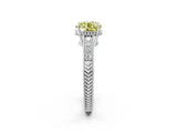 White gold Fancy Yellow Round Cut Cut Diamond Milgrain Pave Band Four-Prong Setting Ring_17