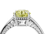 White gold Fancy Yellow Round Cut Cut Diamond Milgrain Pave Band Four-Prong Setting Ring_19