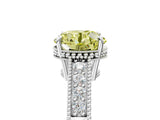 White gold Fancy Yellow Round Cut Cut Diamond Milgrain Pave Band Four-Prong Setting Ring_20