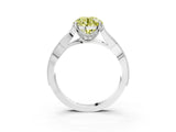 White gold Fancy Yellow Round Cut Cut Diamond Twisted Band with Milgrain Pave Setting and Four-Prong Setting_15