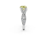 White gold Fancy Yellow Round Cut Cut Diamond Twisted Band with Milgrain Pave Setting and Four-Prong Setting_2