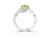 White gold Fancy Yellow Round Cut Cut Diamond Twisted Band with Milgrain Pave Setting and Four-Prong Setting_3