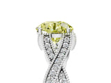 White gold Fancy Yellow Round Cut Cut Diamond Twisted Band with Milgrain Pave Setting and Four-Prong Setting_9