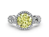 White gold Fancy Yellow Round Cut Cut Halo Diamond Infinity Band with Four-Prong Setting