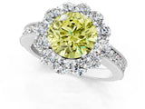 White gold Fancy Yellow Round Cut Cut Halo Diamond Pavé Engagement Ring with Milgrain Detailing_13