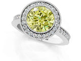 White gold Fancy Yellow Round Cut Cut Halo Pavé Diamond Ring_1