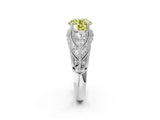 White gold Fancy Yellow Round Cut Cut Milgrain Pave Diamond Engagement Ring with Four-Prong Setting_5