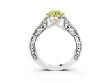 White gold Fancy Yellow Round Cut Cut Pave Band Milgrain Solitaire Ring_11