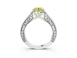 White gold Fancy Yellow Round Cut Cut Pave Band Milgrain Solitaire Ring_21