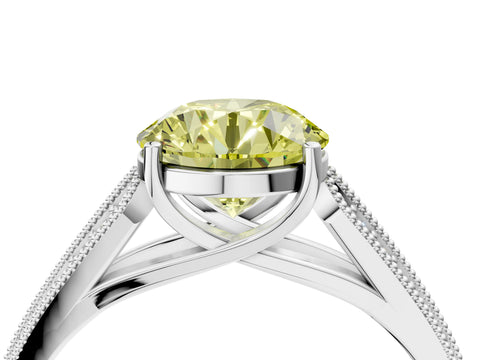 White gold Fancy Yellow Round Cut Cut Pave Split Shank Engagement Ring with Four-Prong Setting_40