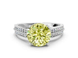 White gold Fancy Yellow Round Cut Cut Pave Split Shank Engagement Ring with Four-Prong Setting_48