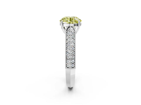 White gold Fancy Yellow Round Cut Cut Pave Split Shank Engagement Ring with Four-Prong Setting_50