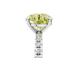 White gold Fancy Yellow Round Cut Diamond Brilliant Solitaire Ring with Pavé Band and Four-Prong Setting_17