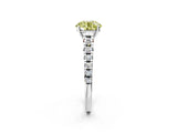 White gold Fancy Yellow Round Cut Diamond Cathedral Solitaire Ring with Round  Pavé Band_91