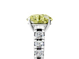 White gold Fancy Yellow Round Cut Diamond Cathedral Solitaire Ring with Round  Pavé Band_94