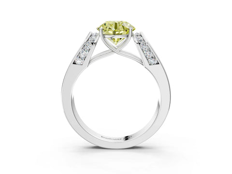 White gold Fancy Yellow Round Cut Diamond Channel Set Solitaire Ring with Four-Prong Setting_40