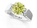 White gold Fancy Yellow Round Cut Diamond Channel Set Solitaire Ring with Four-Prong Setting_48