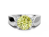 White gold Fancy Yellow Round Cut Diamond Channel Set Solitaire Ring with Four-Prong Setting_71