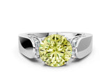 White gold Fancy Yellow Round Cut Diamond Channel Set Solitaire Ring with Four-Prong Setting_75