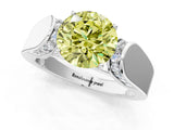 White gold Fancy Yellow Round Cut Diamond Channel Set Solitaire Ring with Four-Prong Setting_76
