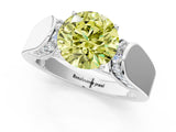 White gold Fancy Yellow Round Cut Diamond Channel Set Solitaire Ring with Four-Prong Setting_78