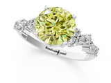 White gold Fancy Yellow Round Cut Diamond Cluster Pavé Band with Four-Prong Setting_13