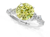 White gold Fancy Yellow Round Cut Diamond Cluster Pavé Band with Four-Prong Setting_4