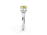 White gold Fancy Yellow Round  Cut Diamond Cluster Ring with Round Accent Stones and Prong Setting on a Classic Band_31