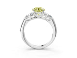 White gold Fancy Yellow Round  Cut Diamond Cluster Ring with Round Accent Stones and Prong Setting on a Classic Band_32
