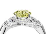White gold Fancy Yellow Round  Cut Diamond Cluster Ring with Round Accent Stones and Prong Setting on a Classic Band_33