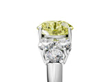 White gold Fancy Yellow Round  Cut Diamond Cluster Ring with Round Accent Stones and Prong Setting on a Classic Band_34
