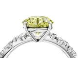 White gold Fancy Yellow Round Cut Diamond Cluster Side Stone Solitaire Ring with Prong Setting_57