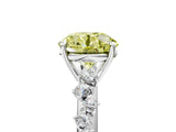 White gold Fancy Yellow Round Cut Diamond Cluster Side Stone Solitaire Ring with Prong Setting_58